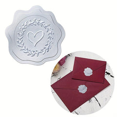 2pcs Silvery Heart Embossed Stickers Envelope Sealing Stickers