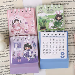 Cartoon Girl Mini Desktop Calendar - Small Rice Grains Series