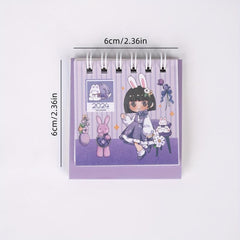 Cartoon Girl Mini Desktop Calendar - Small Rice Grains Series