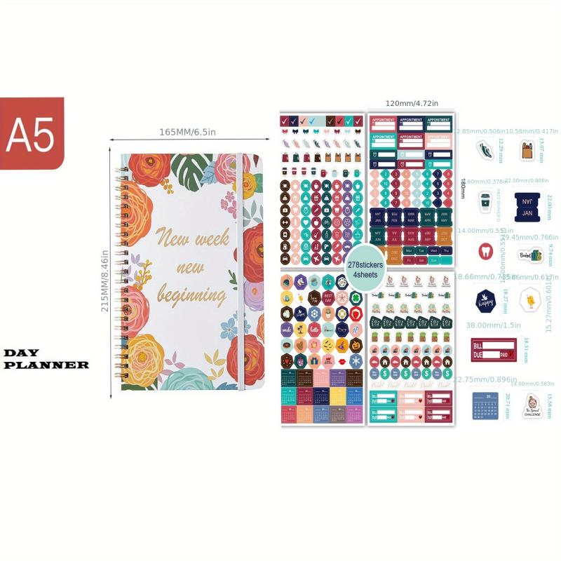 Business Fitness Planner Set A5 Coil Schedule Book Creative Plan Stickers