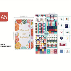 Business Fitness Planner Set A5 Coil Schedule Book Creative Plan Stickers