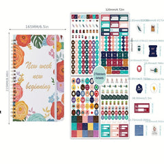 Business Fitness Planner Set A5 Coil Schedule Book Creative Plan Stickers