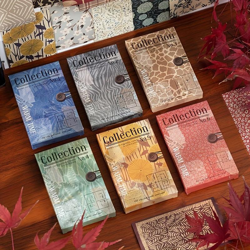60pcs Retro Cloth Texture Paper Memo Pad Scrapbooking Journal Planner