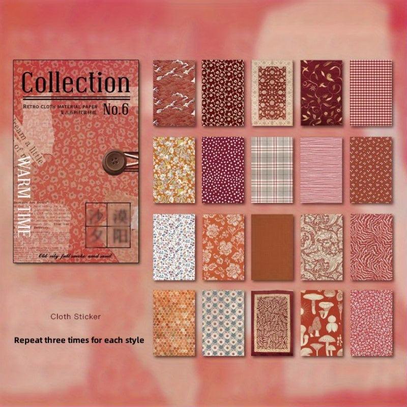 60pcs Retro Cloth Texture Paper Memo Pad Scrapbooking Journal Planner