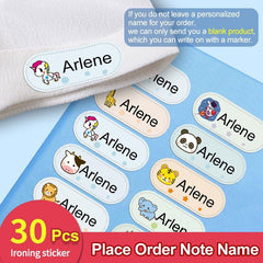 Personalized Iron-On Name Stickers for Clothes, Washable Labels