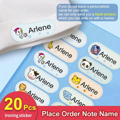 Personalized Iron-On Name Stickers for Clothes, Washable Labels