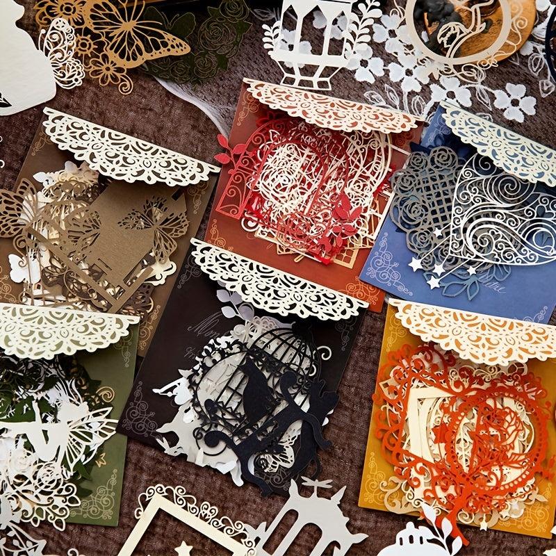 10pcs Flower Field Window Series Lace Paper Retro Collage Cards