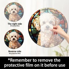 Christmas Dog Decor Acrylic Round Hanging Plate Window Craft