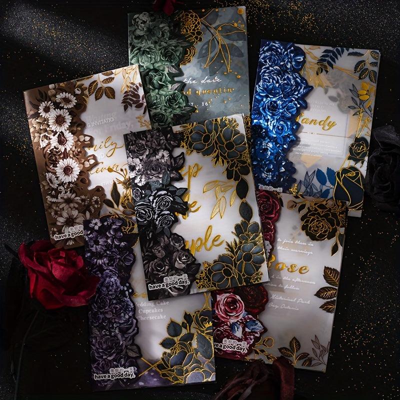 Retro Plants Flower Border Hand Decoration Collage Paper Material