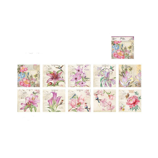 50pcs Vintage Flowers Retro Background Paper Cards Decorative L