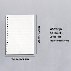 A5 Loose Leaf Paper Blank Horizontal Line Refill