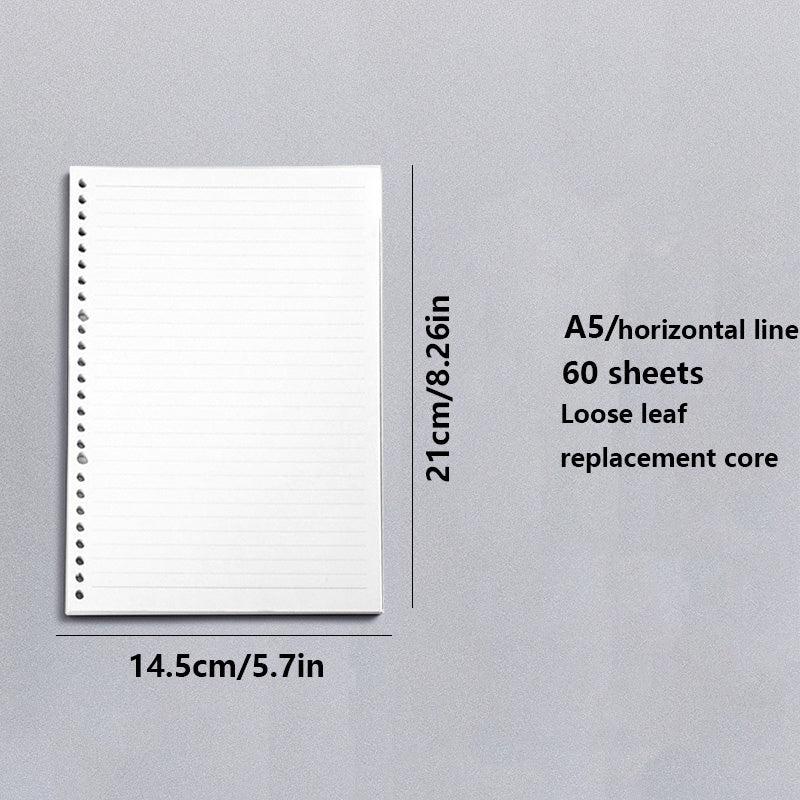 A5 Loose Leaf Paper Blank Horizontal Line Refill