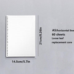 A5 Loose Leaf Paper Blank Horizontal Line Refill