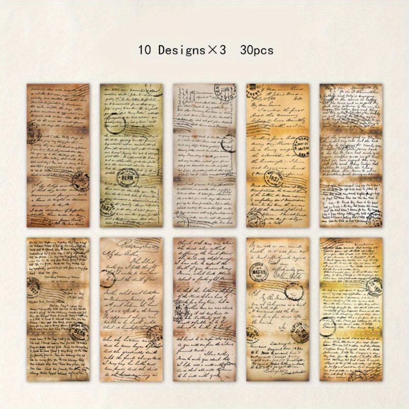 30 Sheets Retro English Diary Collage Paper Set