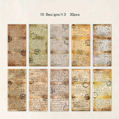 30 Sheets Retro English Diary Collage Paper Set