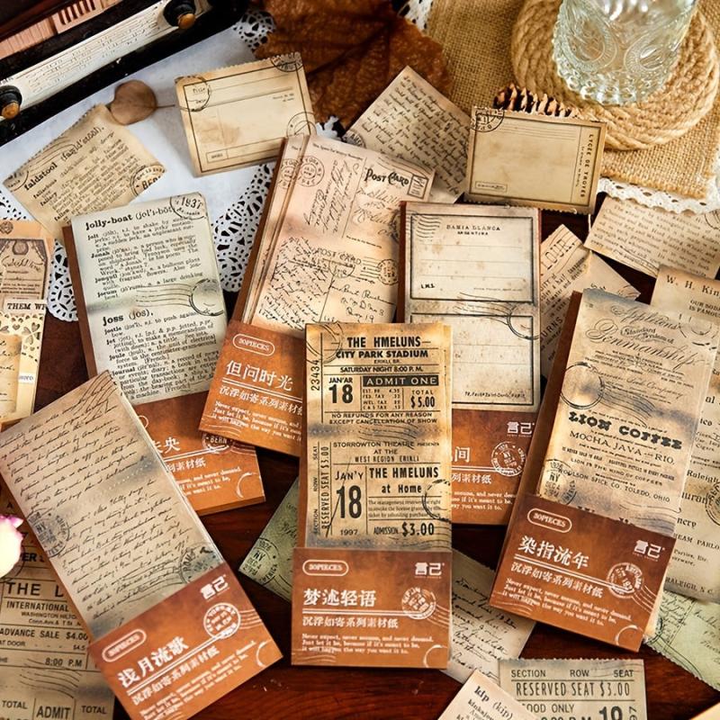 30 Sheets Retro English Diary Collage Paper Set