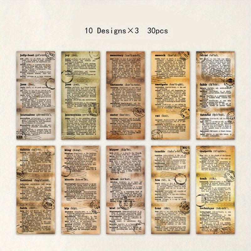 30 Sheets Retro English Diary Collage Paper Set