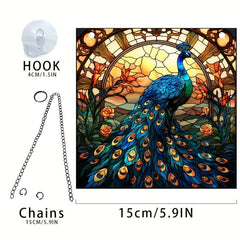 Acrylic Square Christmas Peacock Family Window Decoration