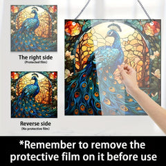 Acrylic Square Christmas Peacock Family Window Decoration