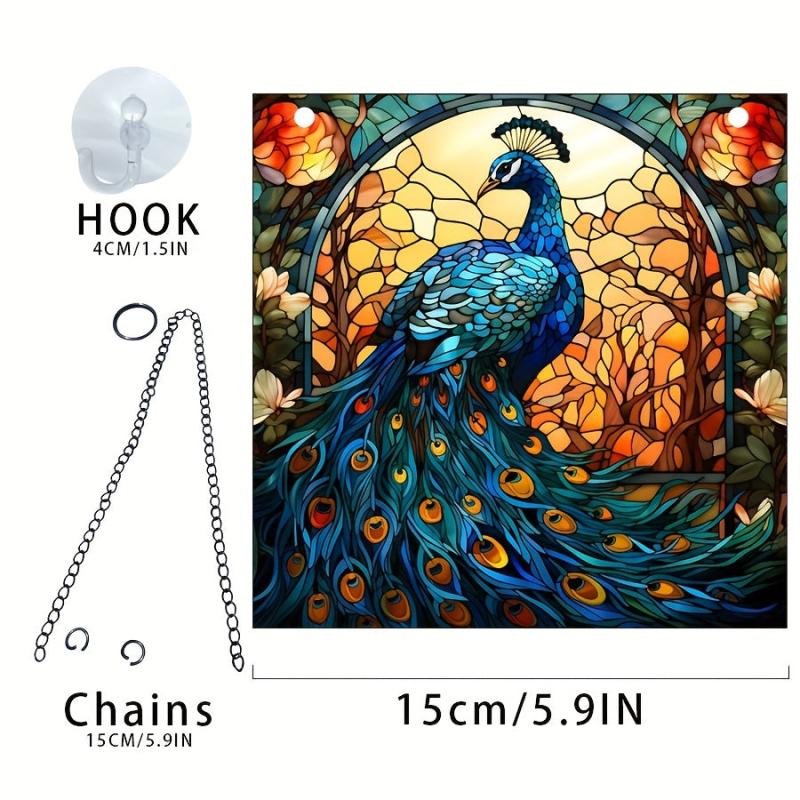 Acrylic Square Christmas Peacock Family Window Decoration