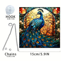 Acrylic Square Christmas Peacock Family Window Decoration