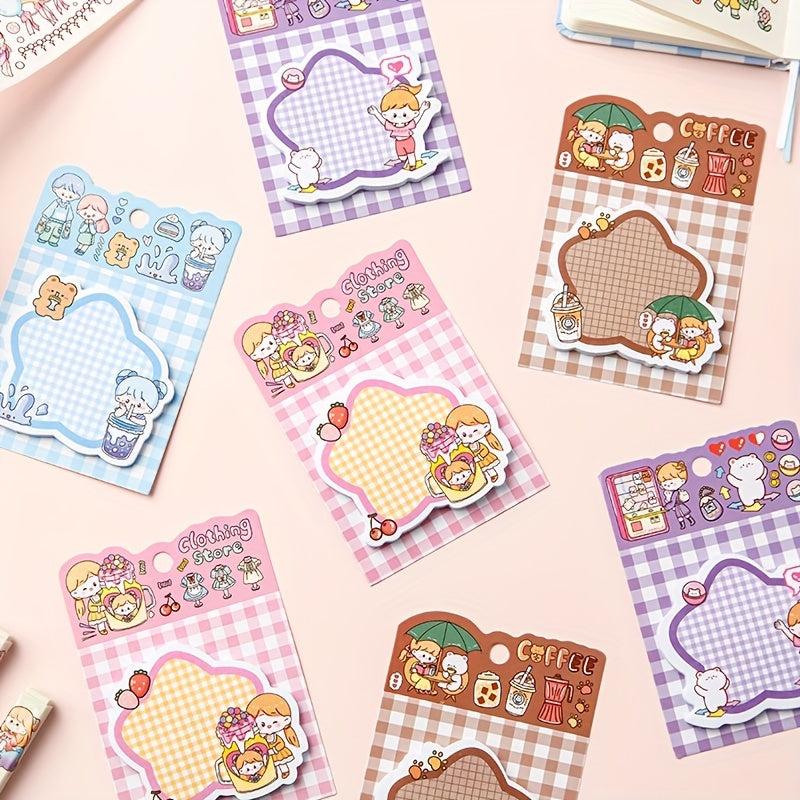 4 Books 120 Sheets Cartoon Sticky Notes Tearable Memo Paper