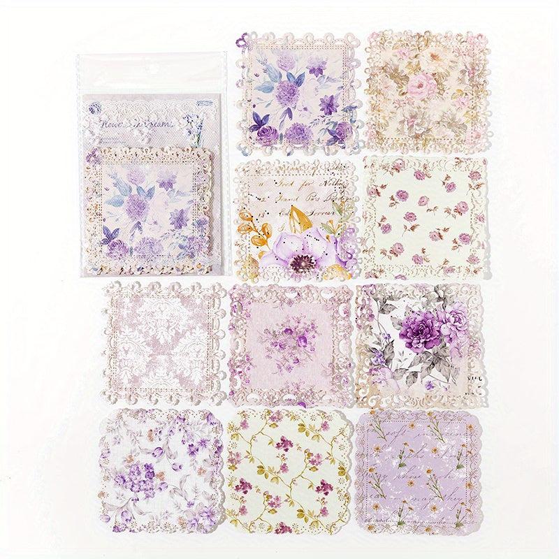 10 Retro Floral Hollow Border Lace Material Set
