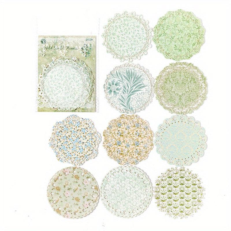 10 Retro Floral Hollow Border Lace Material Set