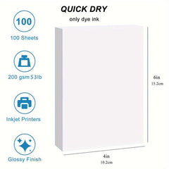 Glossy Photo Paper 10x15 cm 100 Sheets 53lb 200gsm