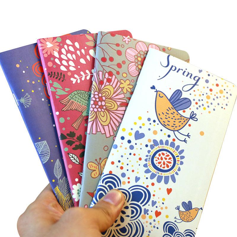 4pcs Flower Bird Notepad Cowhide Small Book Portable Pocket Book