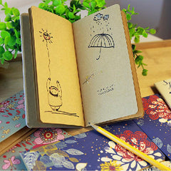4pcs Flower Bird Notepad Cowhide Small Book Portable Pocket Book