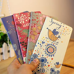 4pcs Flower Bird Notepad Cowhide Small Book Portable Pocket Book
