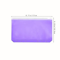 Colorful 6-Hole Binder Pockets Budget Cash Envelopes Clear Zipper Folders