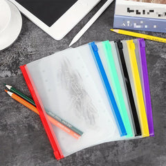 Colorful 6-Hole Binder Pockets Budget Cash Envelopes Clear Zipper Folders