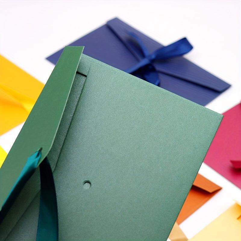 6pcs Vintage Ribbon Envelope Large Bow Pearlescent Paper Special Paper