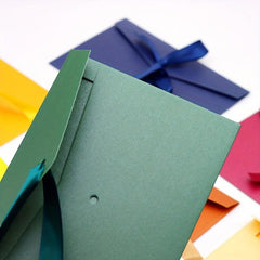 6pcs Vintage Ribbon Envelope Large Bow Pearlescent Paper Special Paper
