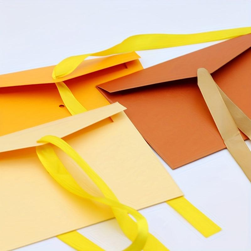 6pcs Vintage Ribbon Envelope Large Bow Pearlescent Paper Special Paper