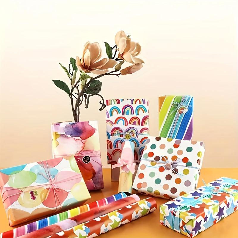 6pcs Colorful Cartoon Birthday Gift Wrapping Paper Roll