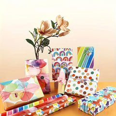 6pcs Colorful Cartoon Birthday Gift Wrapping Paper Roll