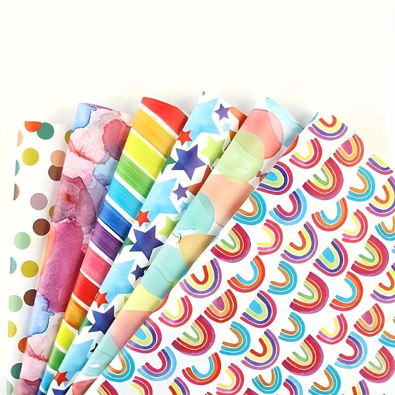 6pcs Colorful Cartoon Birthday Gift Wrapping Paper Roll