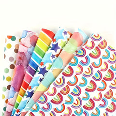6pcs Colorful Cartoon Birthday Gift Wrapping Paper Roll