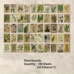100 Sheets Vintage Scrapbook Papers Literary Plant Flowers Note Paper