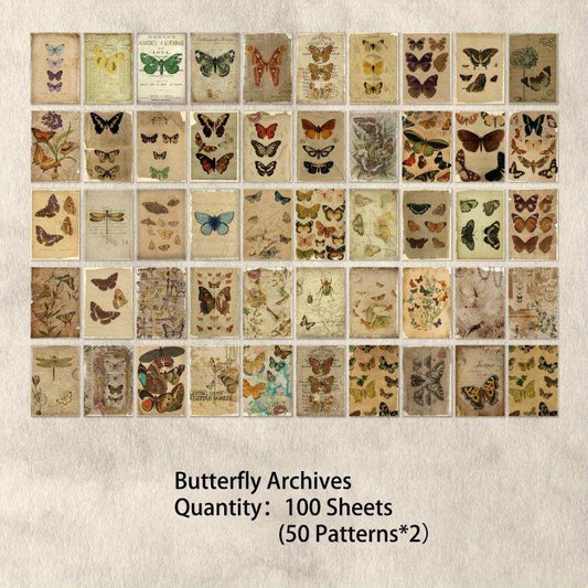 100 Sheets Vintage Scrapbook Papers Literary Plant Flowers Note Paper