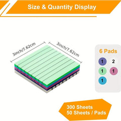 300 Sheets 6 Pack Waterproof Sticky Note Paper Random Stickers Daily Notes