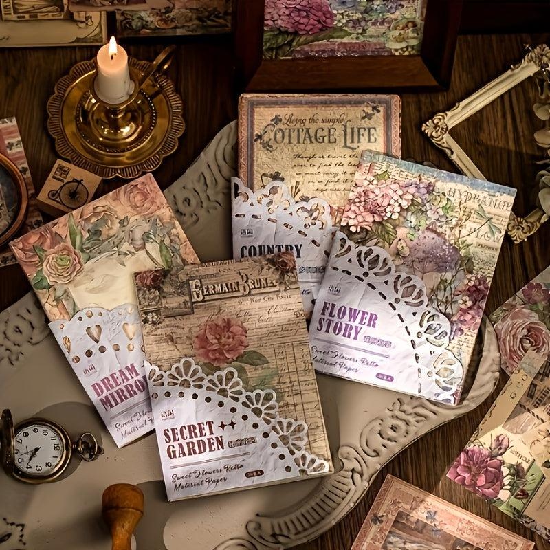 36 Sheets Rose Wreath Vintage Paper Memo Pad for Scrapbooking DIY