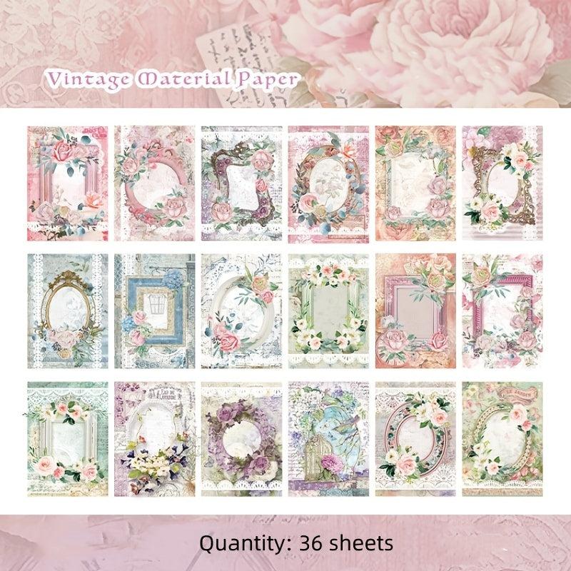 36 Sheets Rose Wreath Vintage Paper Memo Pad for Scrapbooking DIY