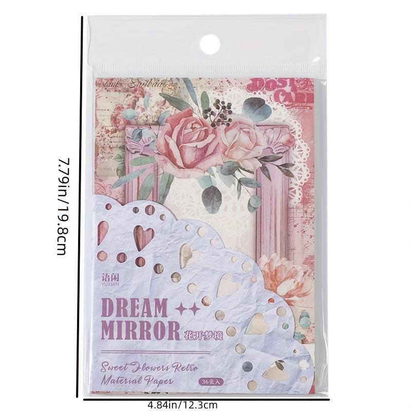 36 Sheets Rose Wreath Vintage Paper Memo Pad for Scrapbooking DIY