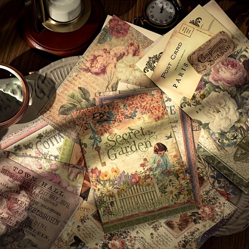 36 Sheets Rose Wreath Vintage Paper Memo Pad for Scrapbooking DIY