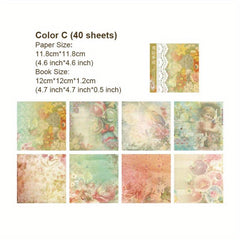 40 Sheets Vintage Floral Rose Paper for DIY Collages Scrapbooking