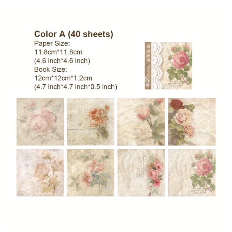 40 Sheets Vintage Floral Rose Paper for DIY Collages Scrapbooking
